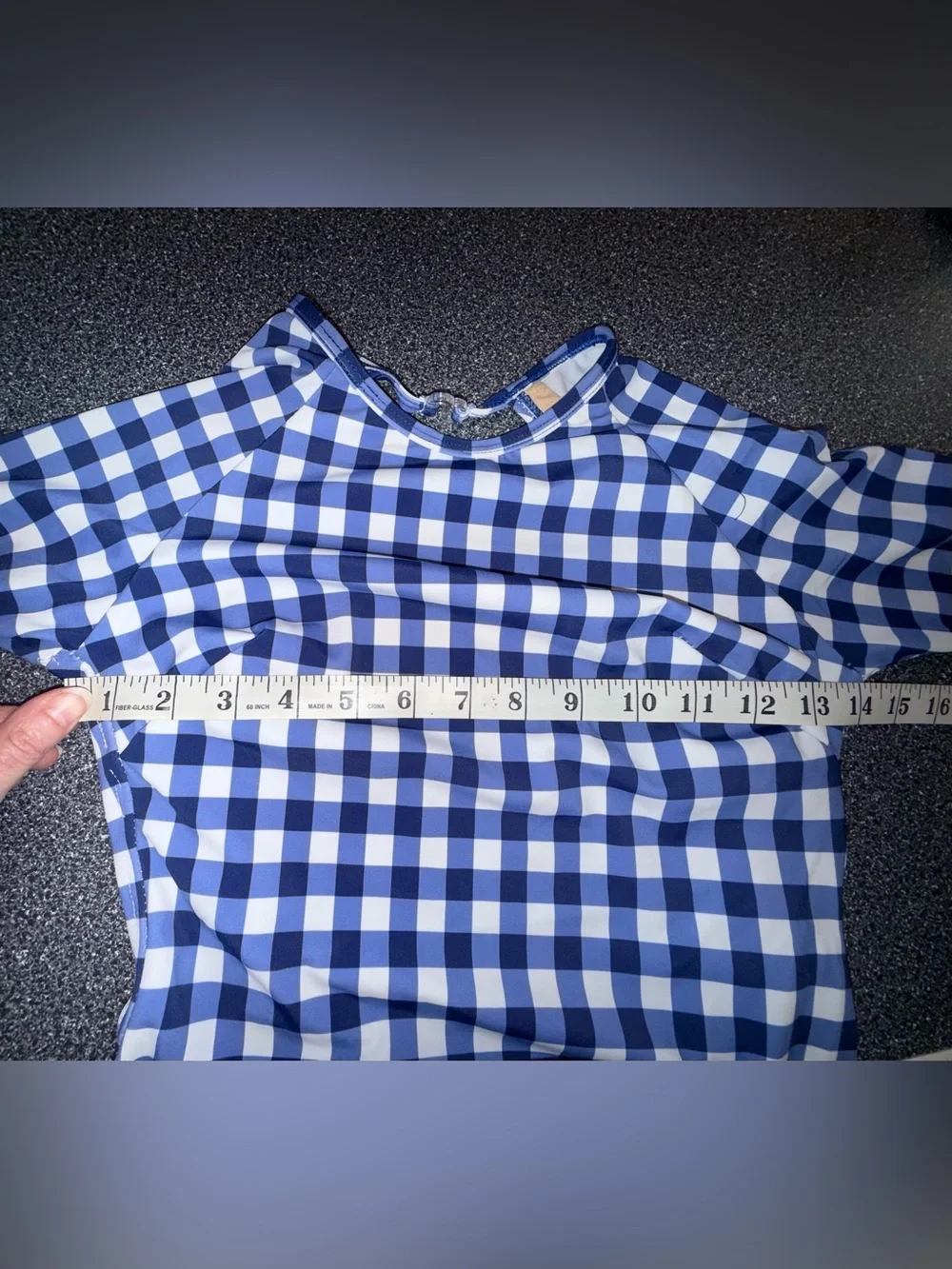 Kandi Kouture Dance Leotard Blue & White Gingham Long-Sleeve Size Adult Small